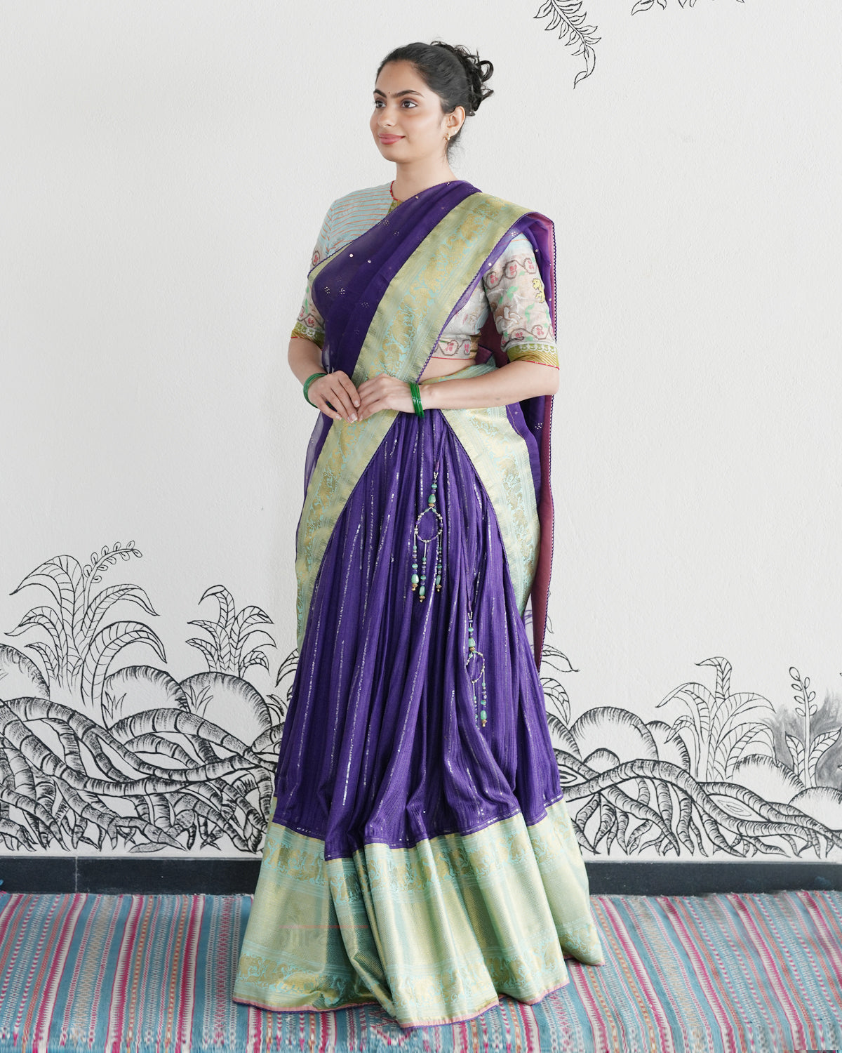 Purple Handwoven Tussar Silk Lehenga