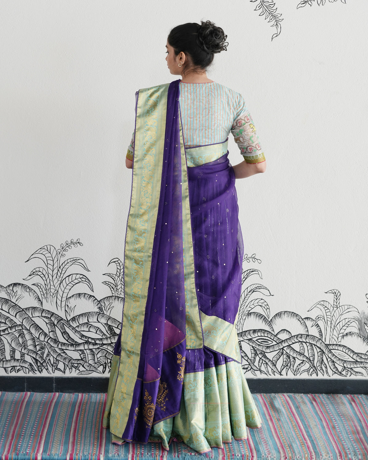 Purple Handwoven Tussar Silk Lehenga