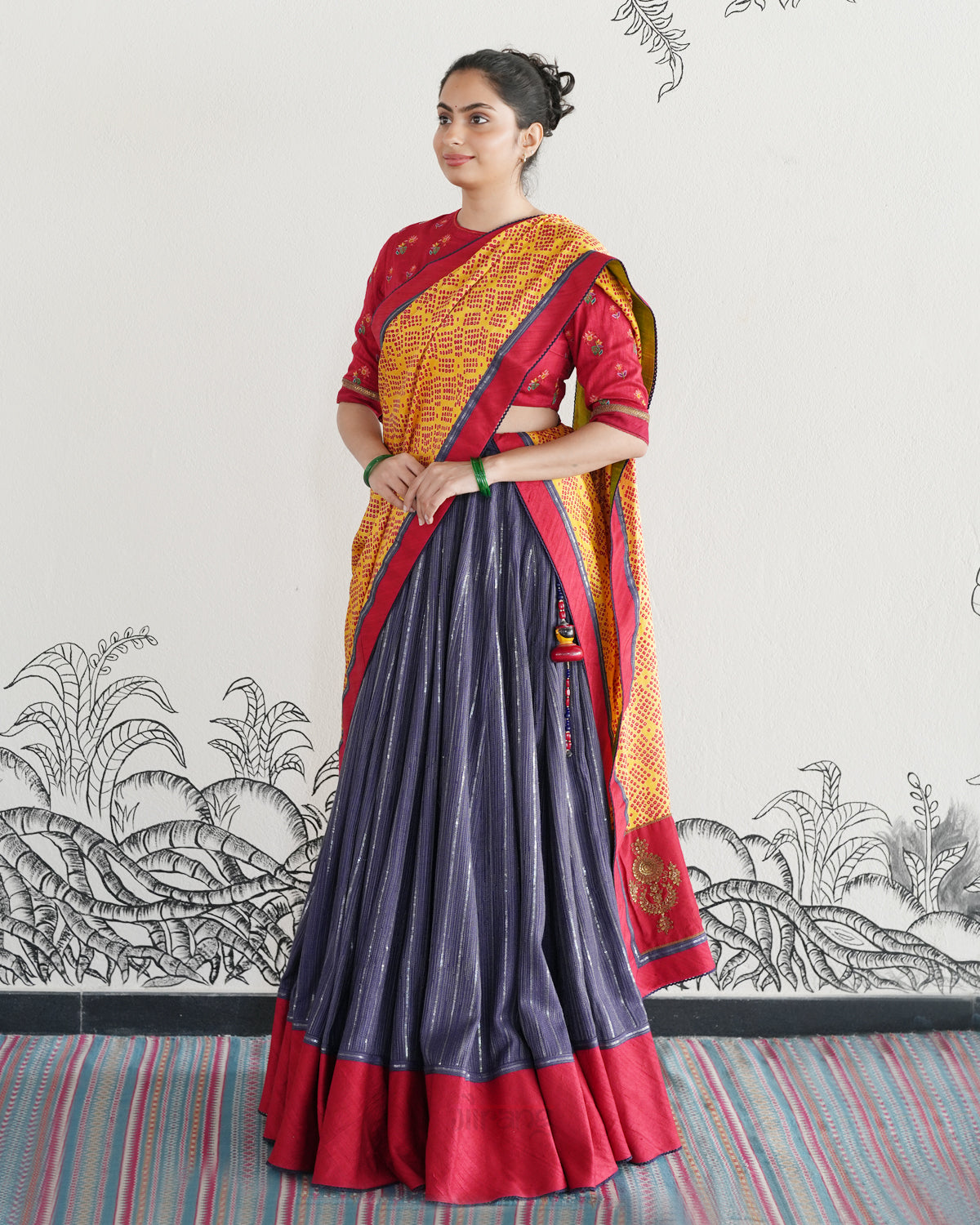 Purple Handwoven Tussar Silk Lehenga