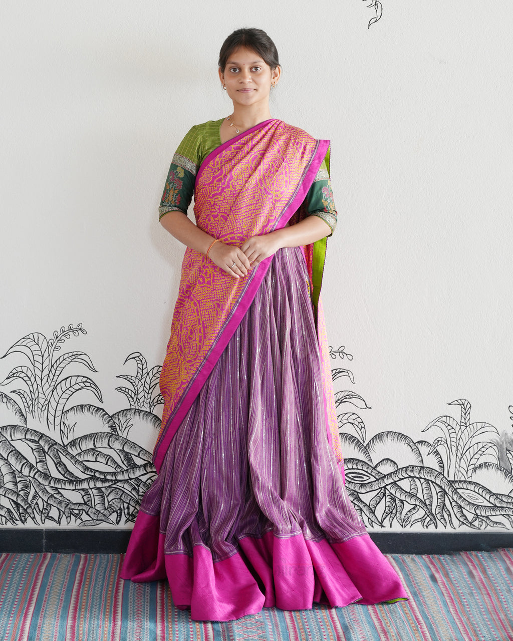 Purple Handwoven Tussar Silk Lehenga