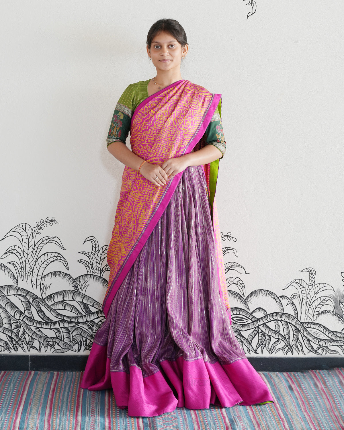 Purple Handwoven Tussar Silk Lehenga
