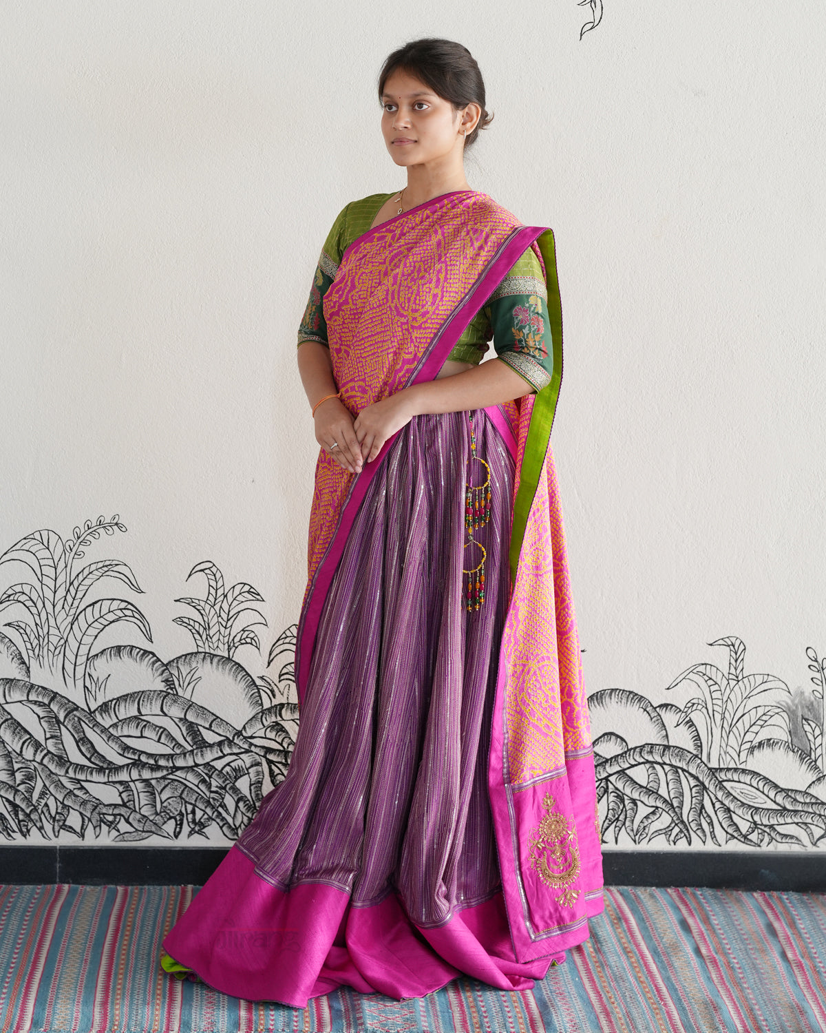 Purple Handwoven Tussar Silk Lehenga