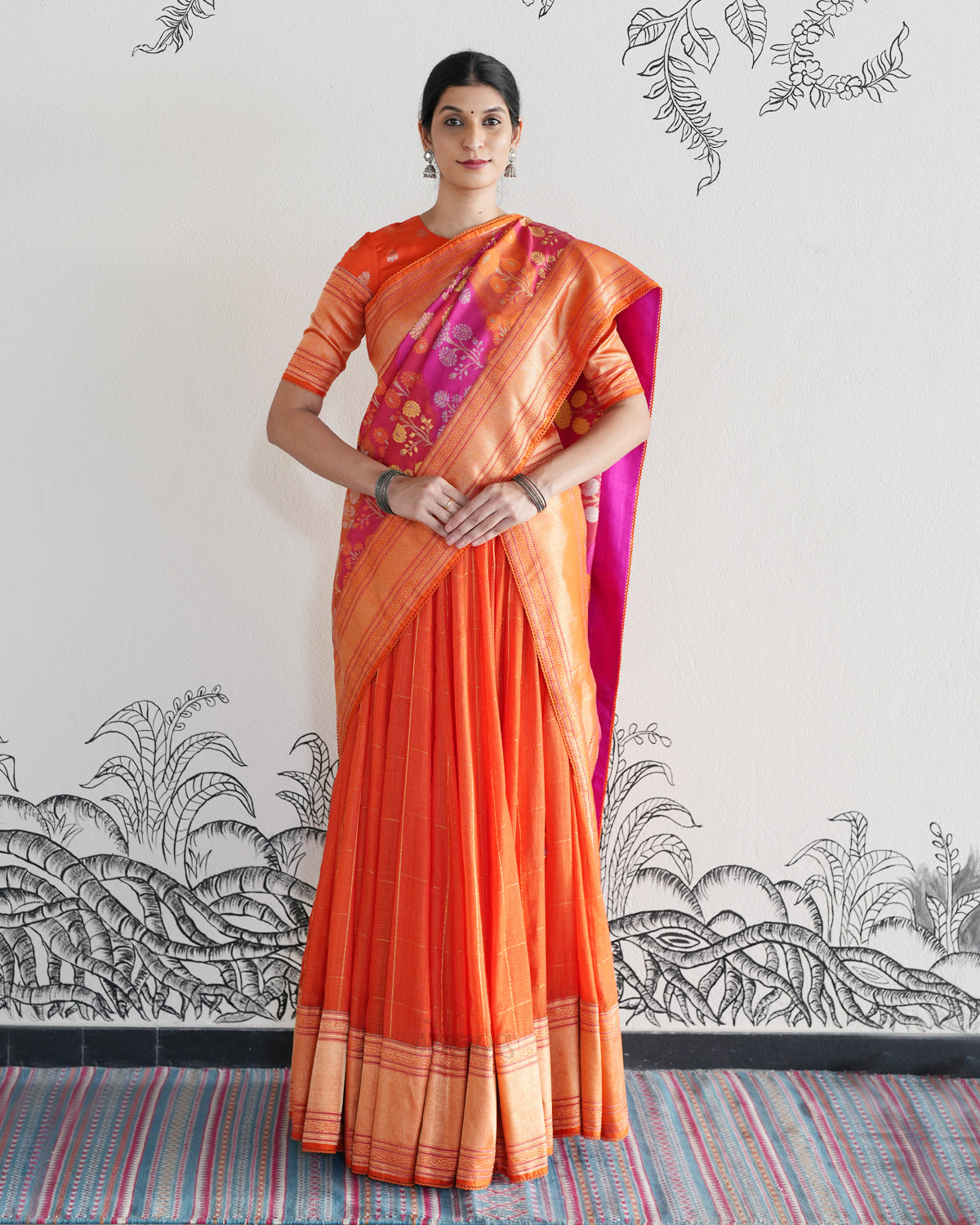 Orange Handwoven Matka Kota Lehenga