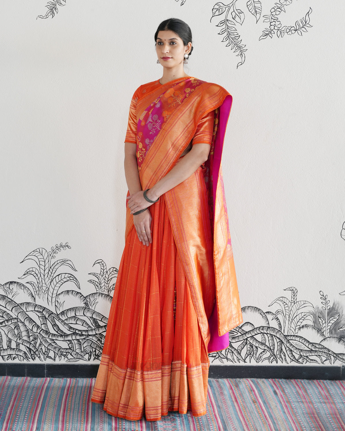 Orange Handwoven Matka Kota Lehenga