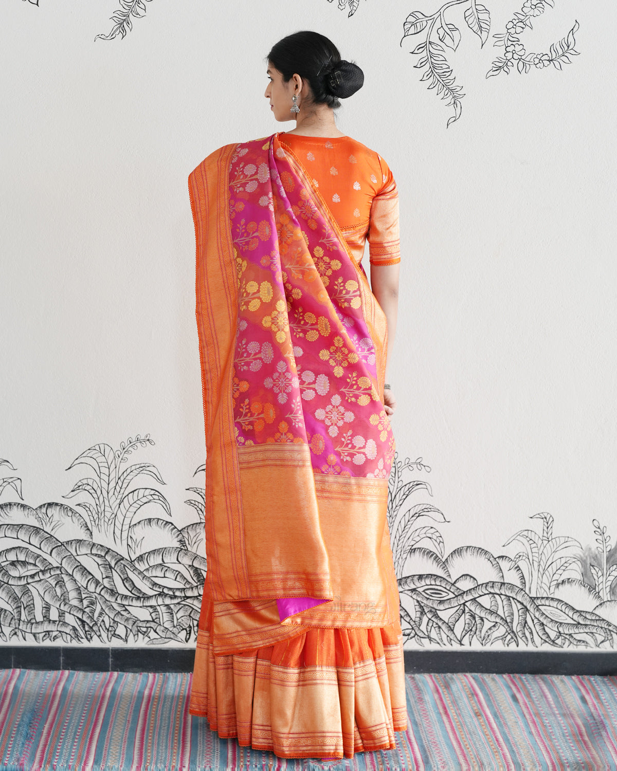 Orange Handwoven Matka Kota Lehenga