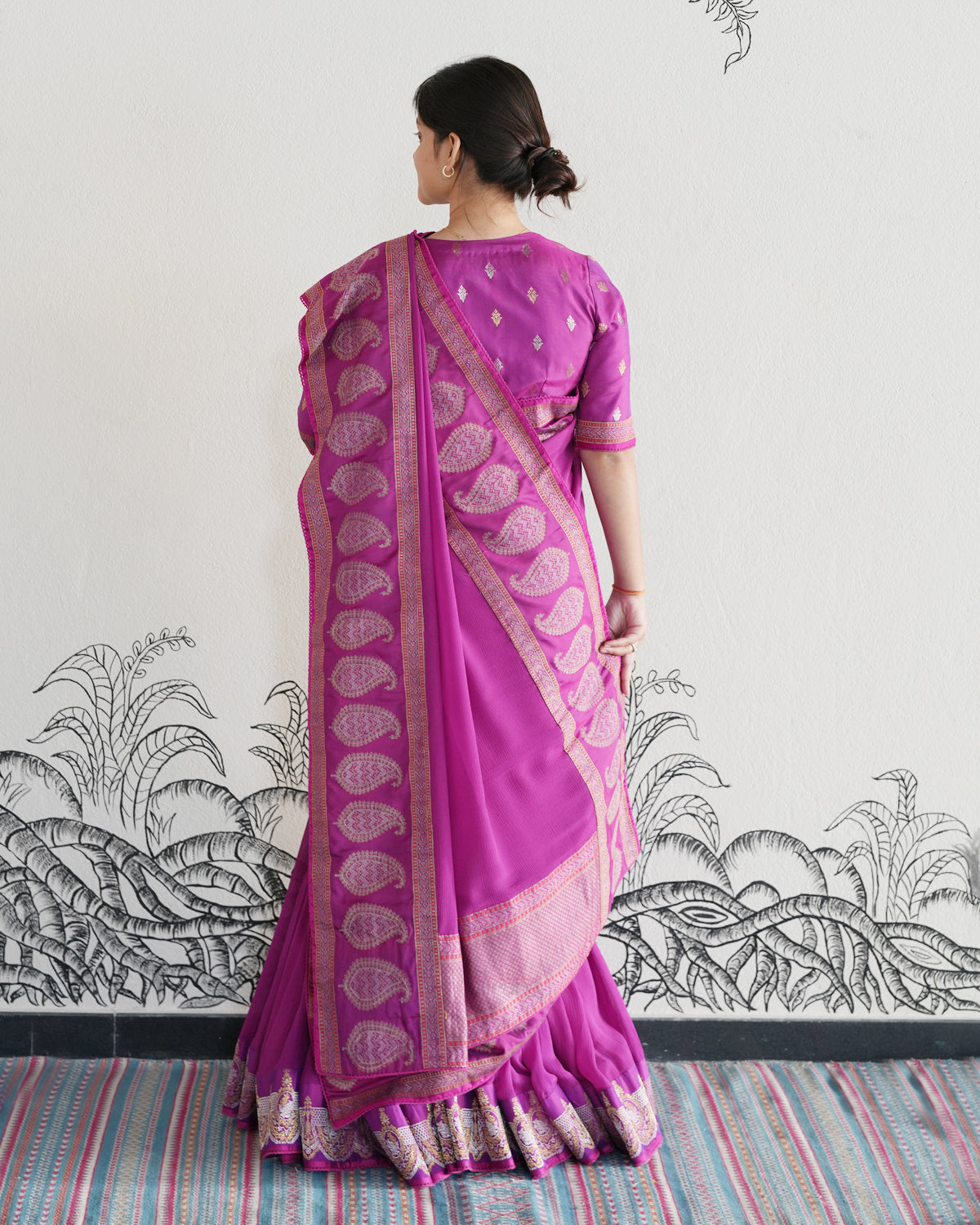 Purple Handwoven Chiffon Lehenga
