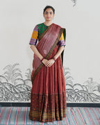 Maroon Handwoven Chanderi Silk Embroidered Lehenga
