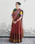 Maroon Handwoven Chanderi Silk Embroidered Lehenga