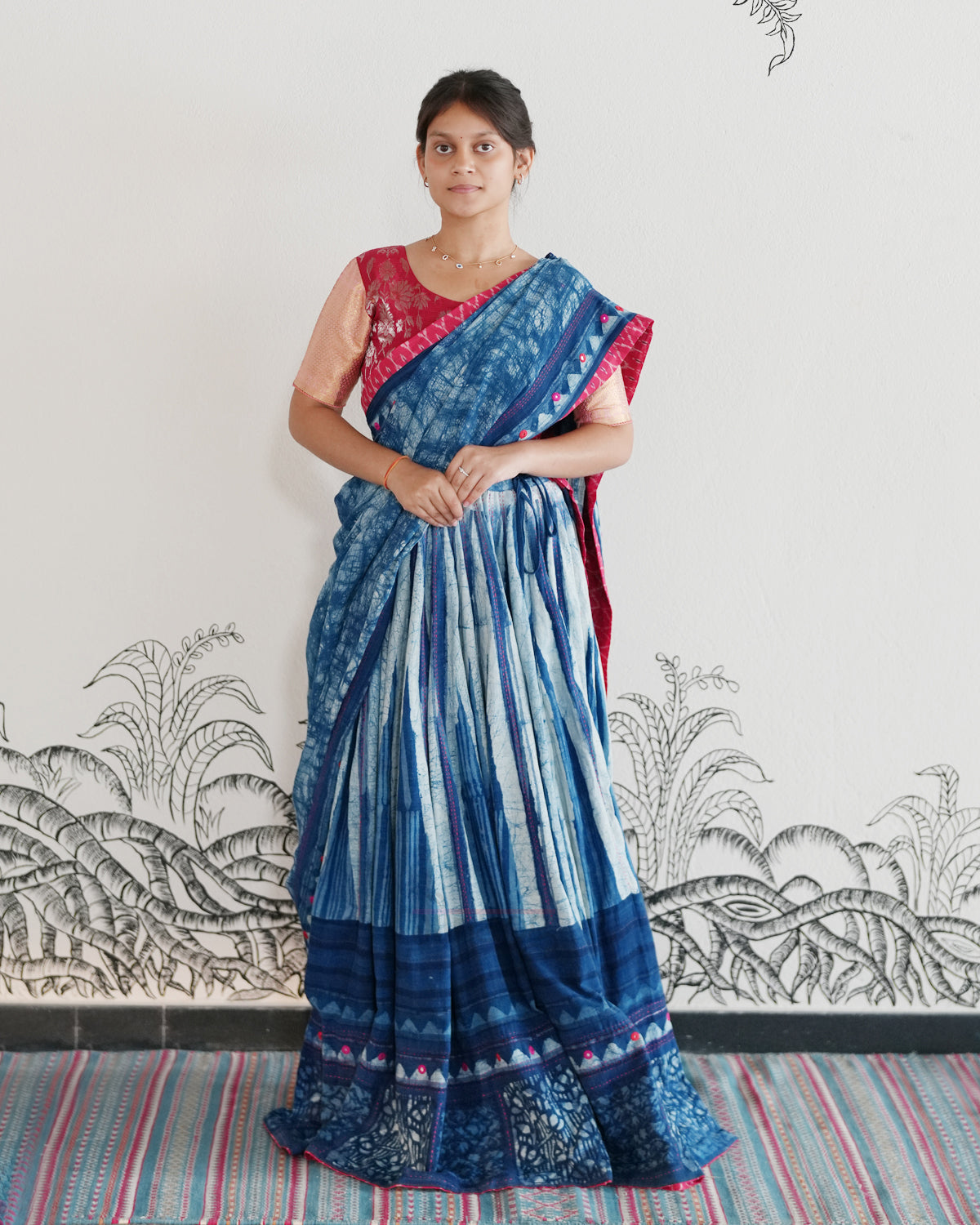 Indigo Handwoven Khadi Tie & Dye Lehenga