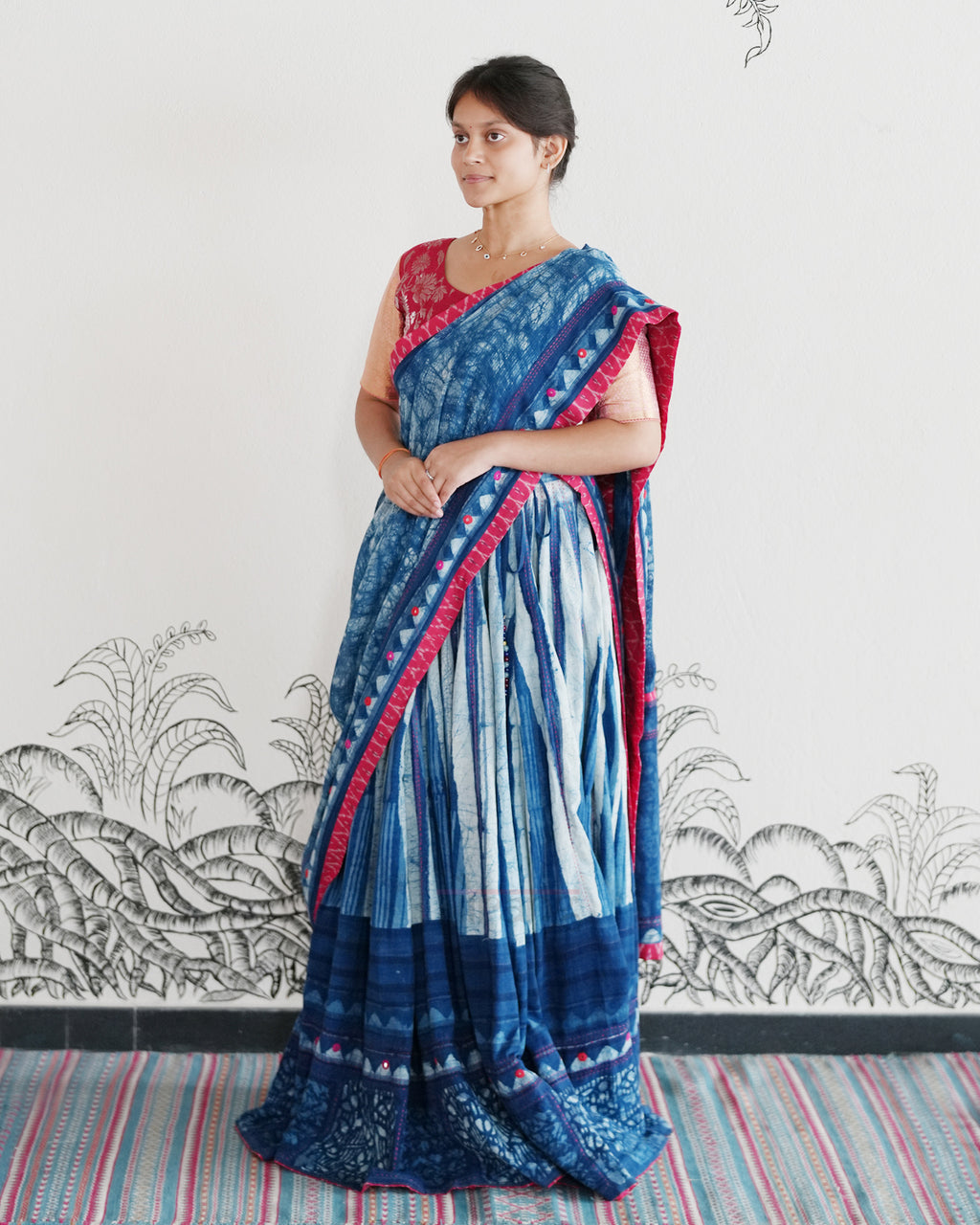 Indigo Handwoven Khadi Tie & Dye Lehenga