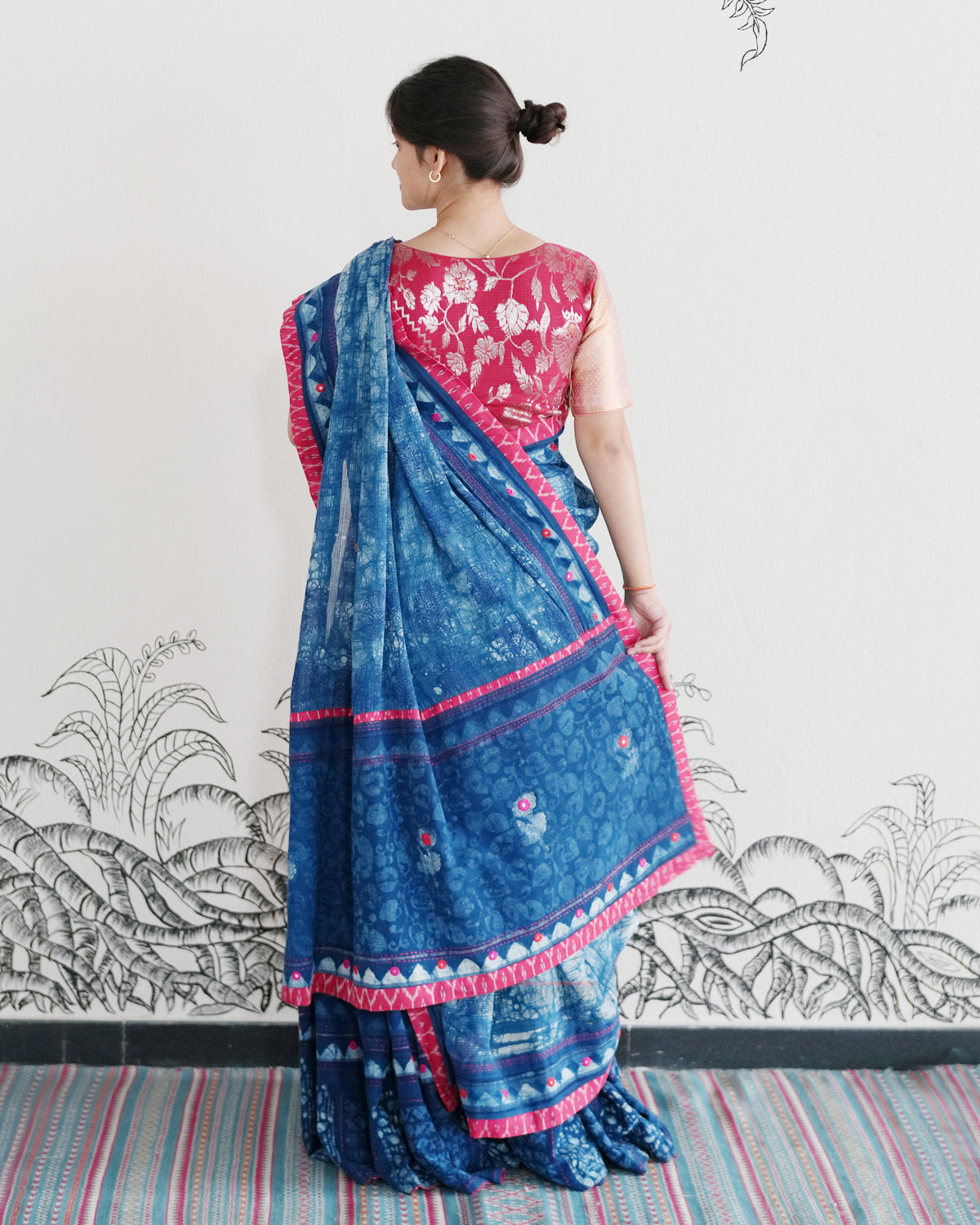 Indigo Handwoven Khadi Tie & Dye Lehenga