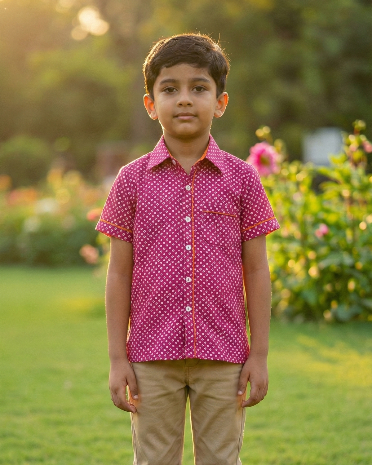 Rani Pink Bandhani Printed Shirt