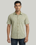 Green Handwoven Khadi Checks Shirt