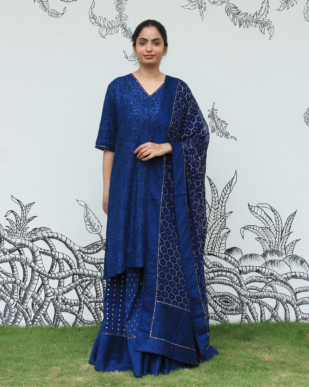 Blue Chikankari Sharara Set