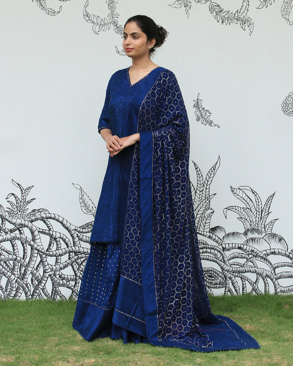 Blue Chikankari Sharara Set