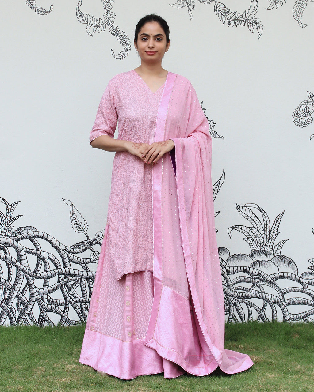 Pink Chikankari Sharara Set