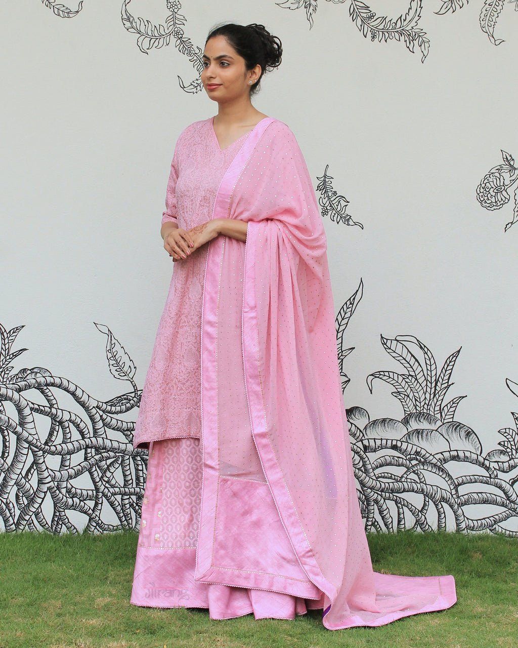 Pink Chikankari Sharara Set