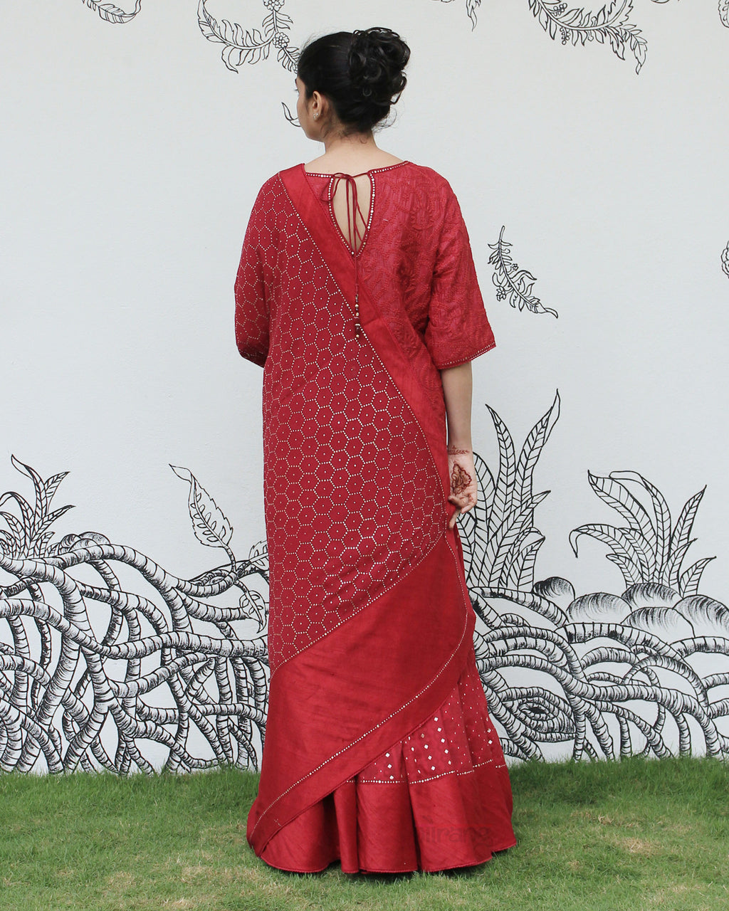 Red Chikankari Sharara Set