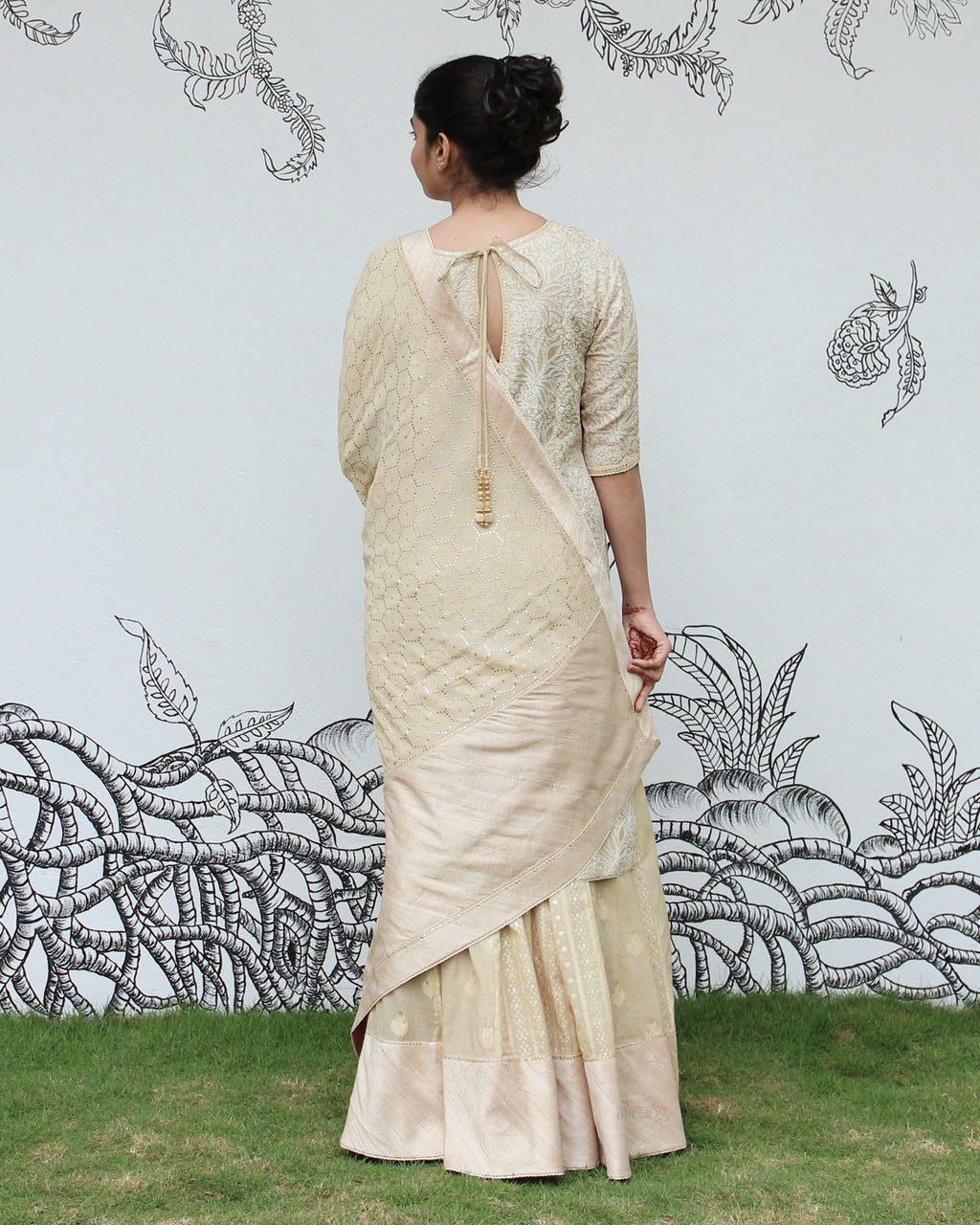 Beige Chikankari Sharara Set