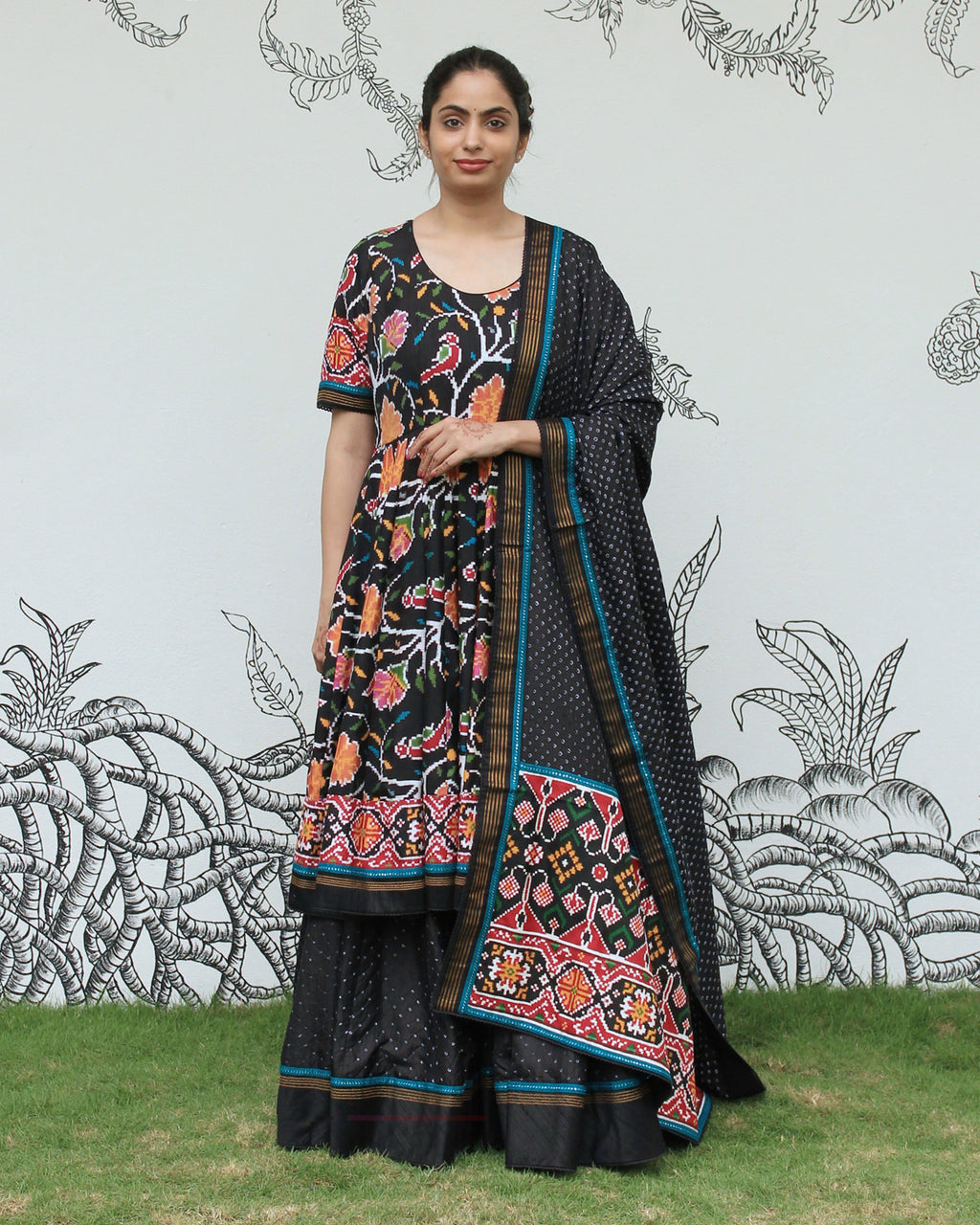 Black Patan Patola Sharara Set