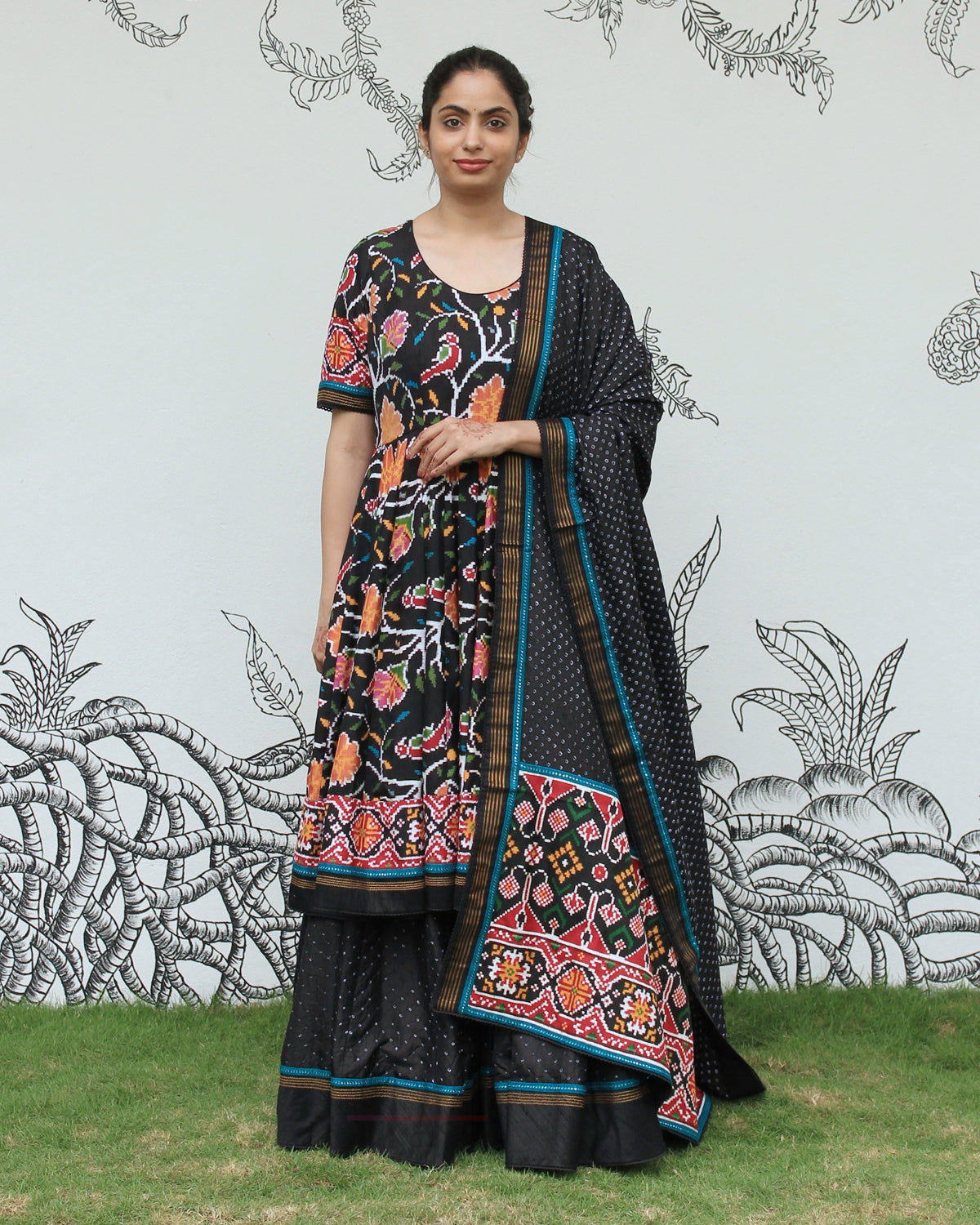 Black Patan Patola Sharara Set