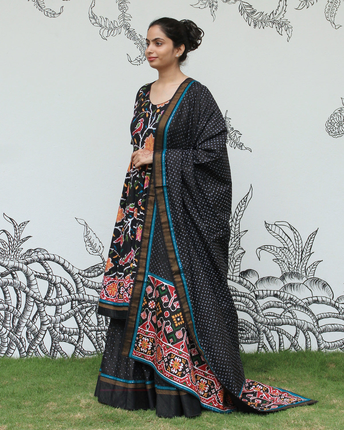 Black Patan Patola Sharara Set