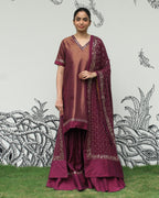 Maroon Kanjeevaram Sharara Set