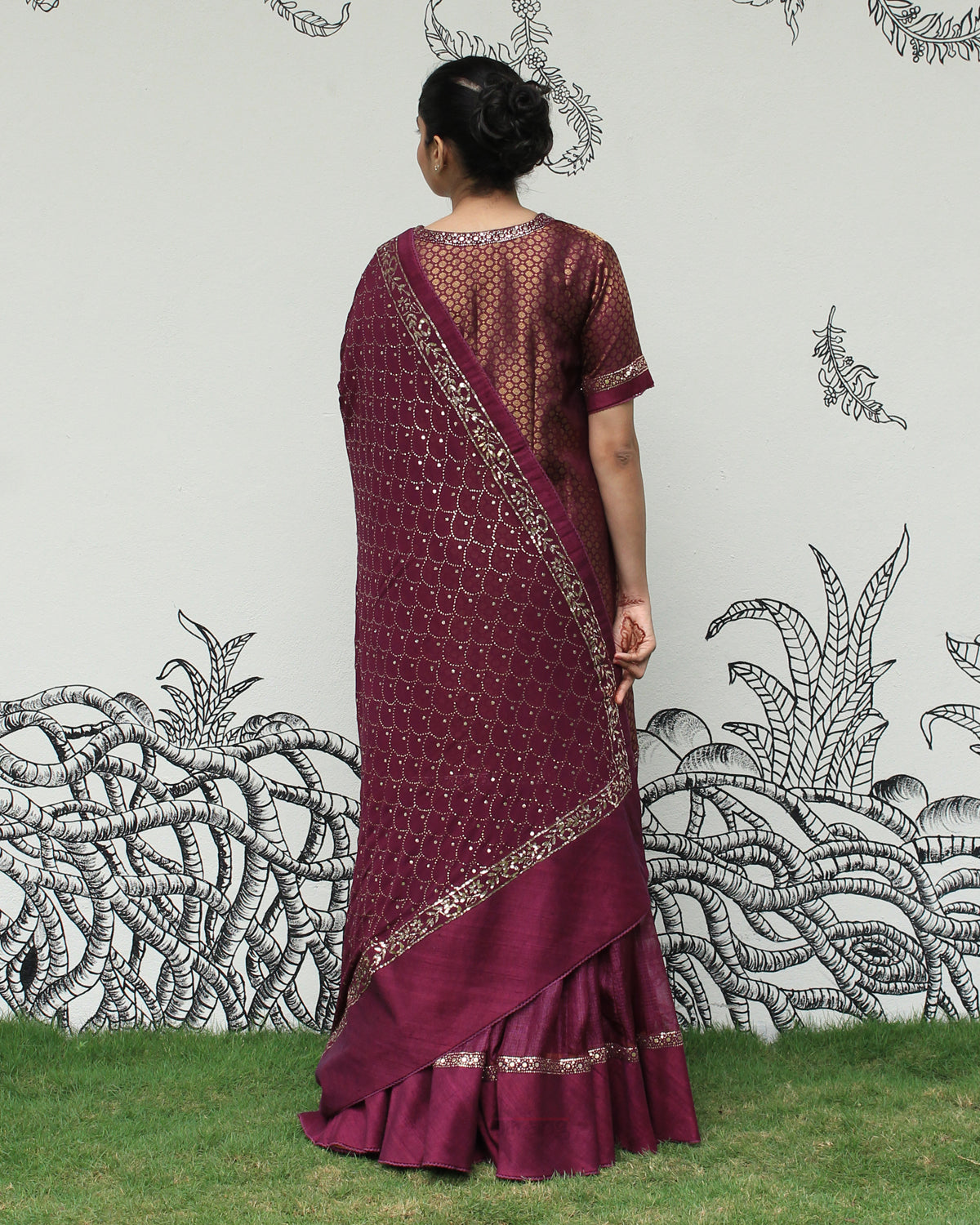 Maroon Kanjeevaram Sharara Set