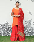Orange Self Embroidered Sharara Set