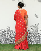Orange Self Embroidered Sharara Set