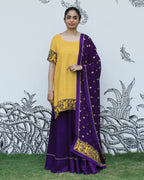 Yellow Self Embroidered Sharara Set