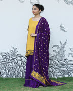Yellow Self Embroidered Sharara Set