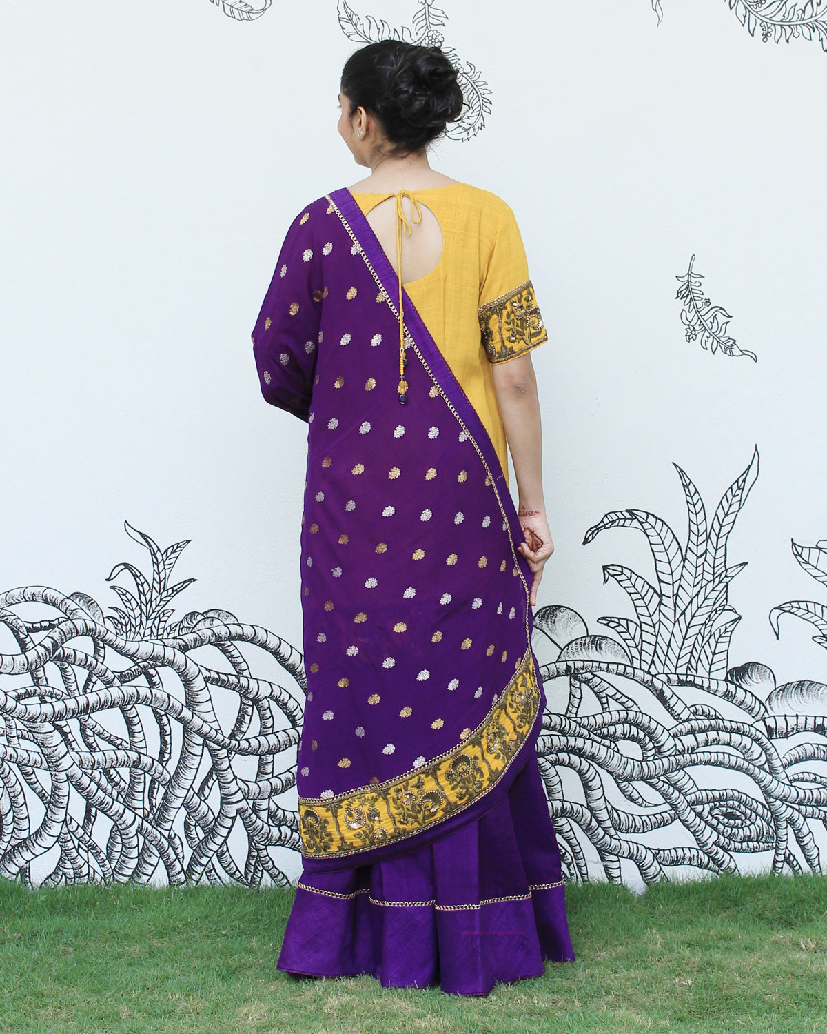Yellow Self Embroidered Sharara Set
