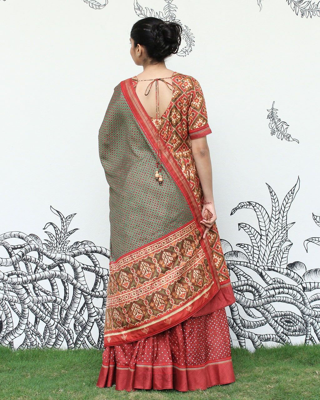 Red Patan Patola Sharara Set