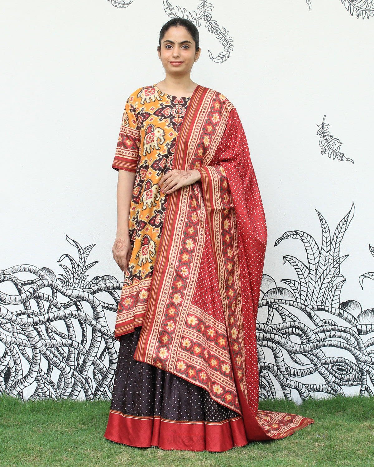 Yellow Patan Patola Sharara Set