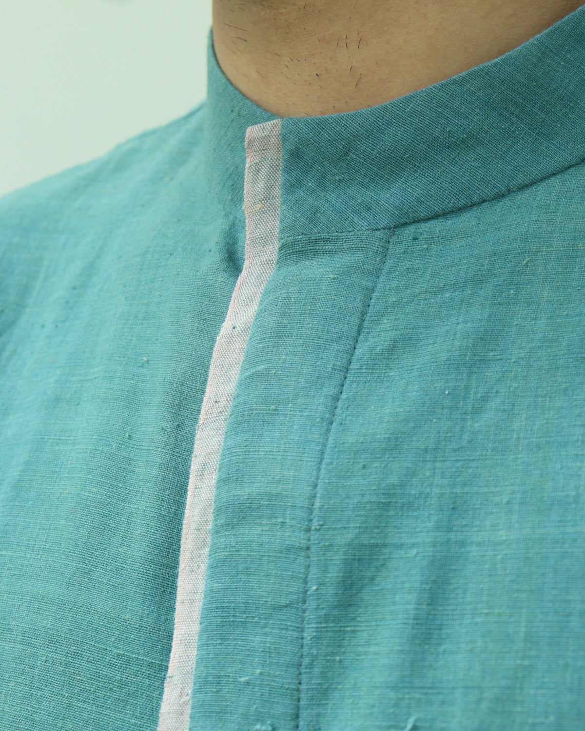 Dark Turquoise Handwoven Khadi Shirt