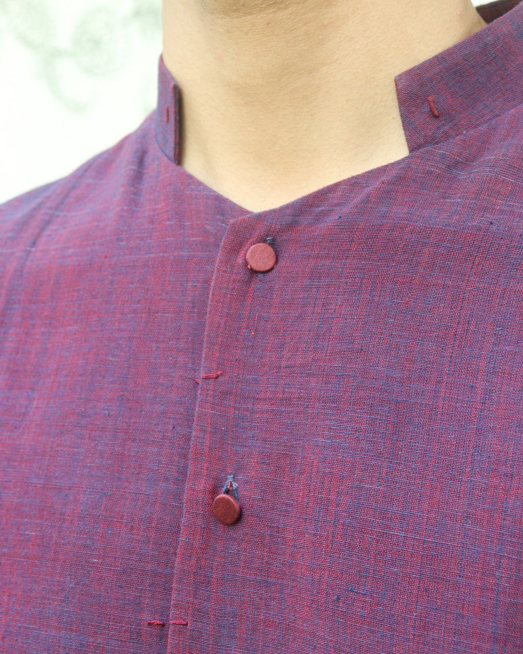 Wine Handwoven Khadi Shirt