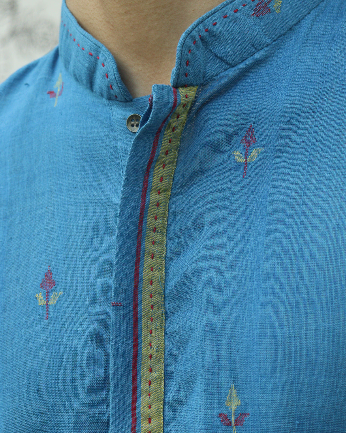 Light Indigo Handwoven Khadi Short Kurta