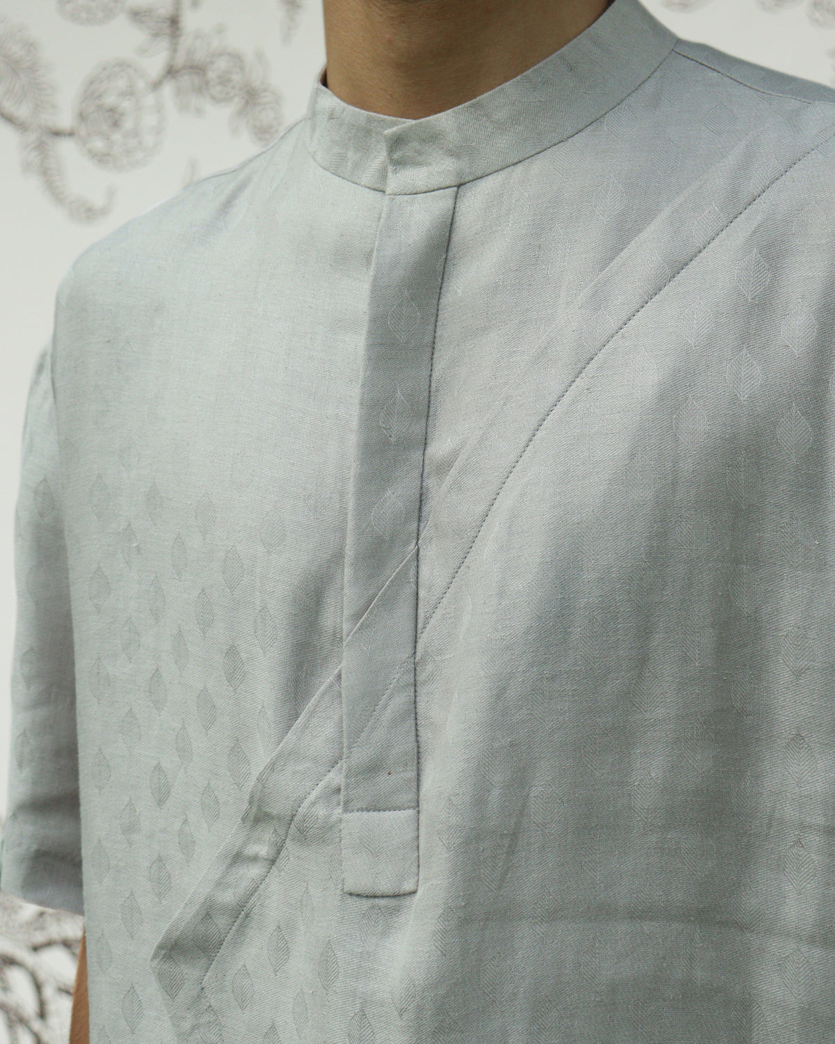 Silver Handwoven Linen Shirt