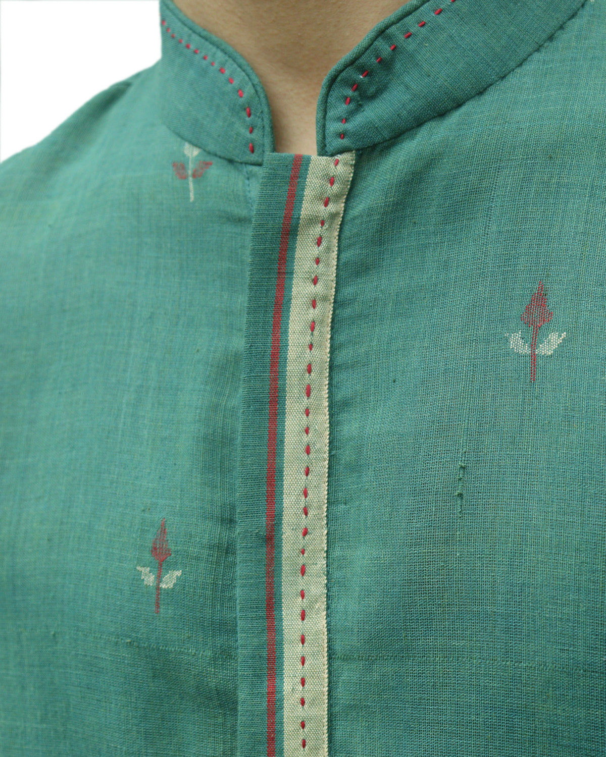 Dull Green Handwoven Khadi Short Kurta