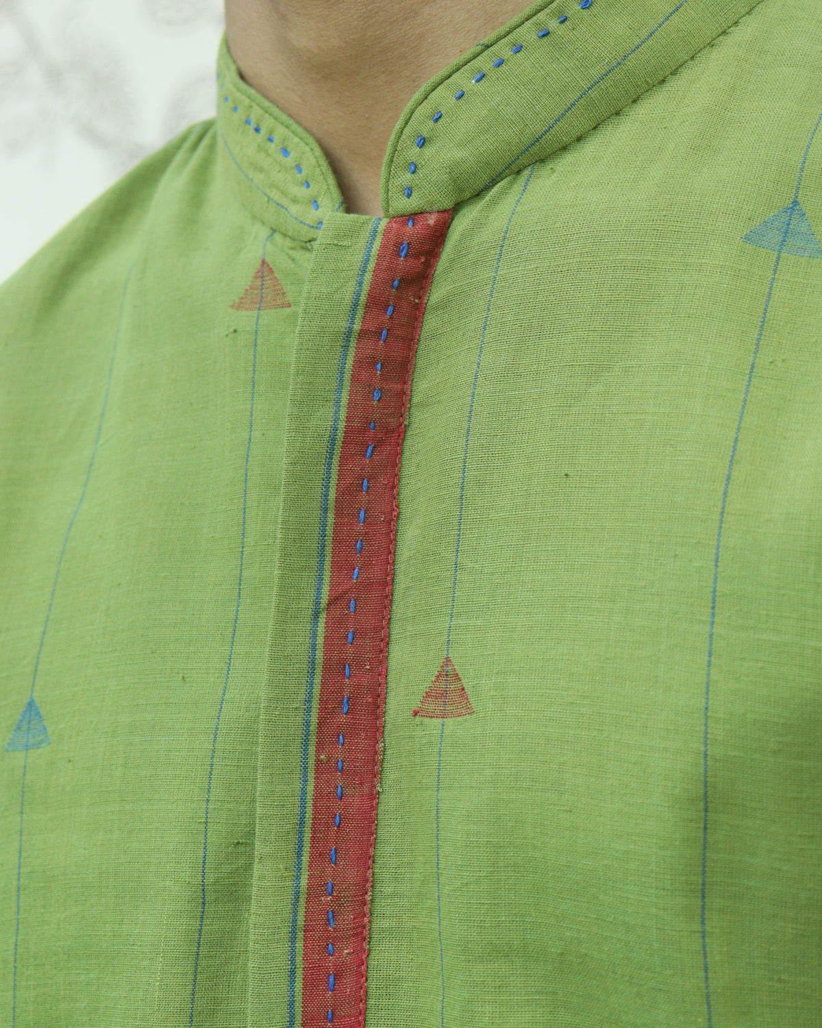 Green Handwoven Khadi Short Kurta