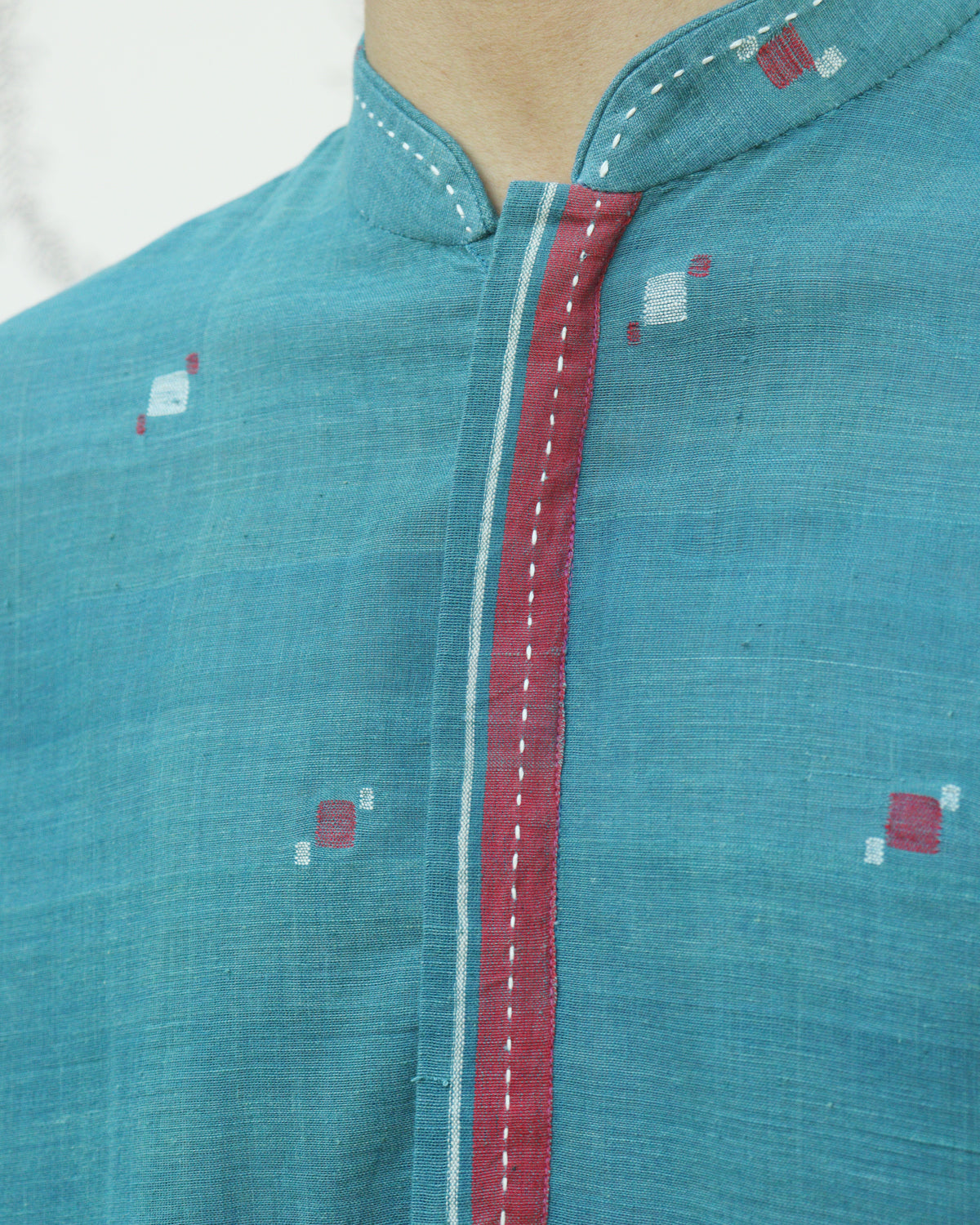 Dull Turquoise Handwoven Khadi Short Kurta