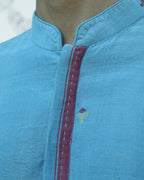 Light Blue Handwoven Khadi Short Kurta