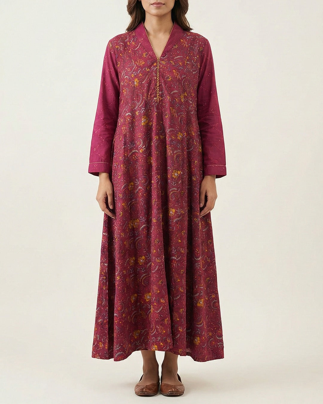 Red Handwoven Fine Khadi Kurta
