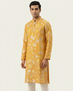 Yellow Handwoven Khadi Jamdani Sherwani