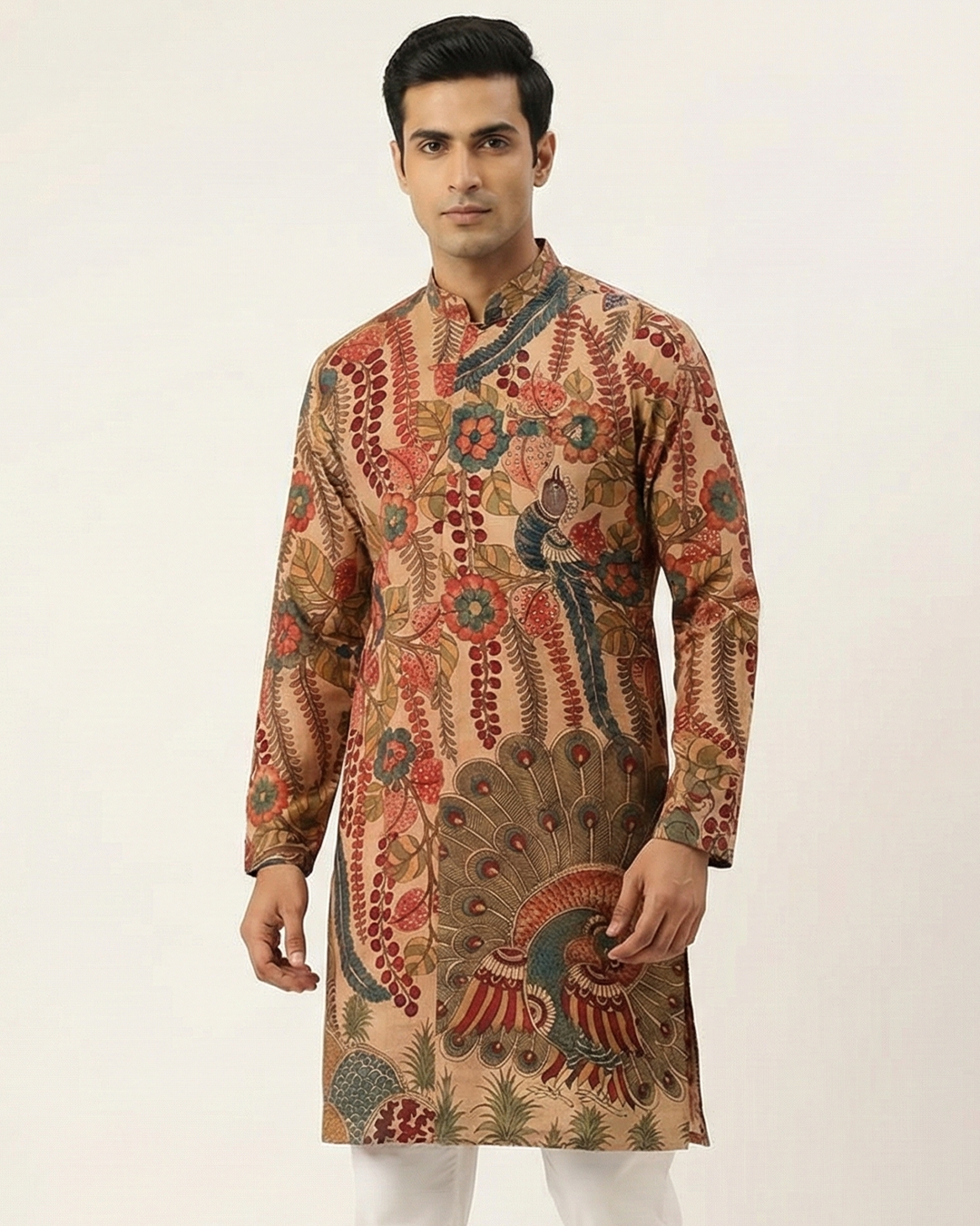 Mustard Hand-Painted Kalamkari Sherwani