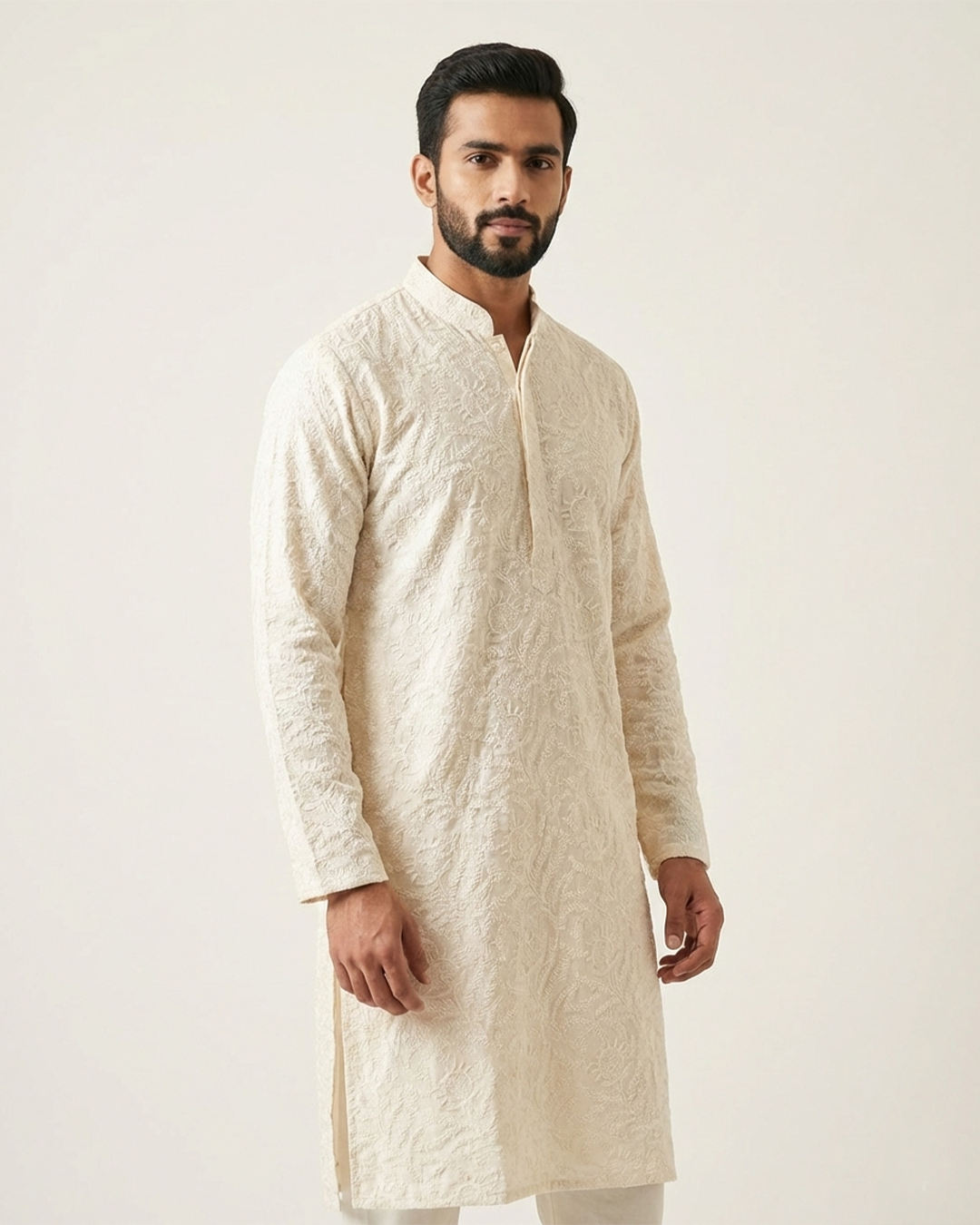 White Hand Chikankari Embroidered Kurta