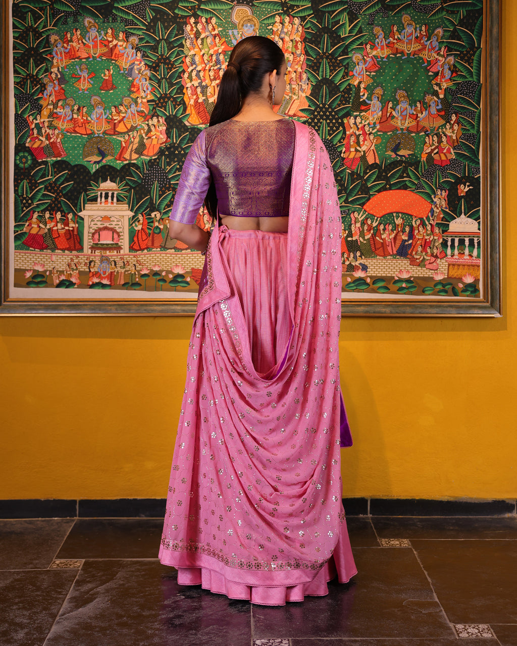 Baby Pink Handwoven Kota Lehenga