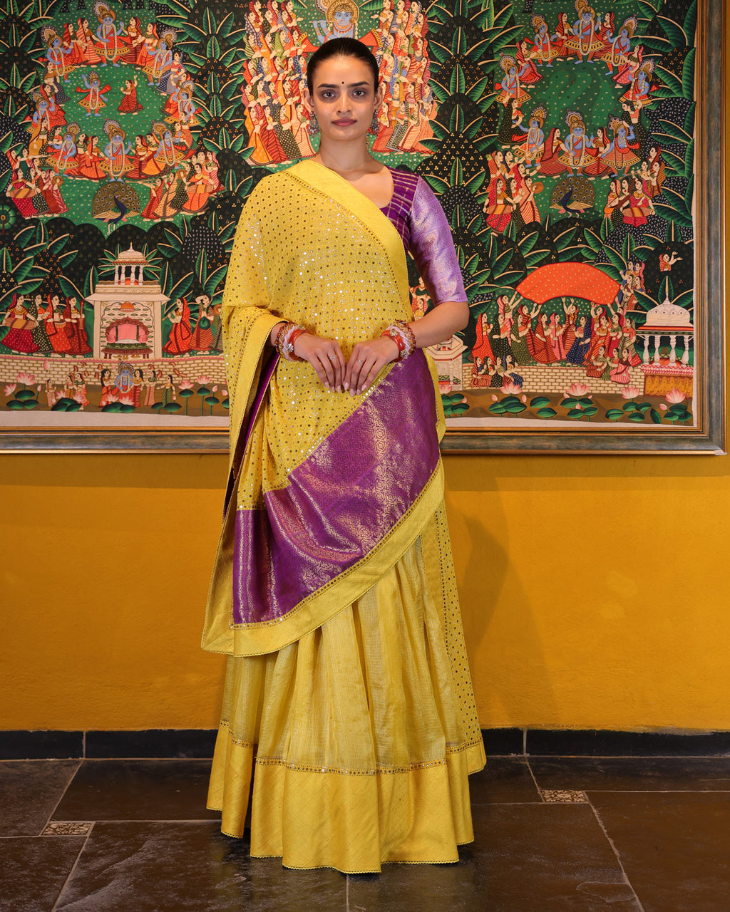 Yellow Handwoven Kota Lehenga