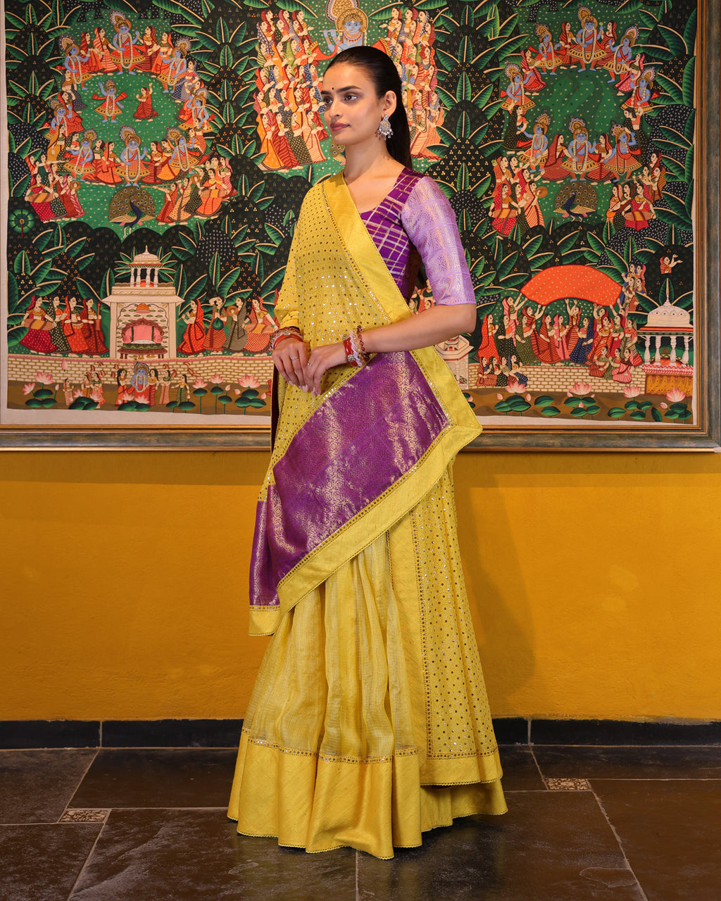Yellow Handwoven Kota Lehenga